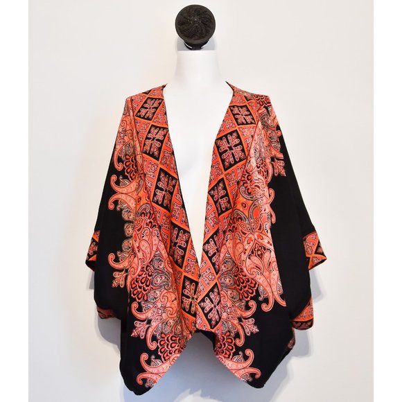 Undiz Other - Coral and Black Paisley Undiz Kimono Coverup